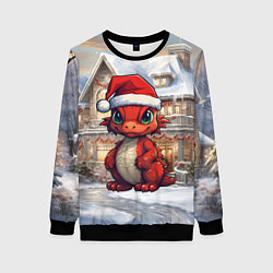 Свитшот женский Красный маленький дракон 2024, цвет: 3D-черный