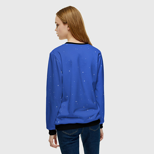 Женский свитшот Новогодний дракончик бирюзовый / 3D-Черный – фото 4