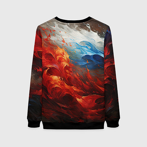 Женский свитшот Абстрактный белый синий красный дым / 3D-Черный – фото 2