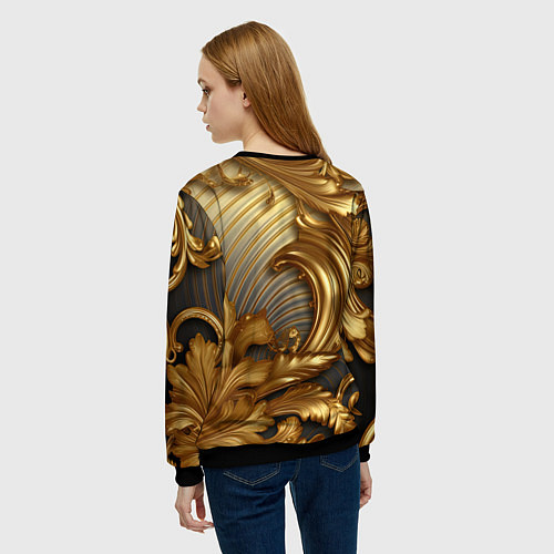 Женский свитшот Золотая текстура и абстракции / 3D-Черный – фото 4