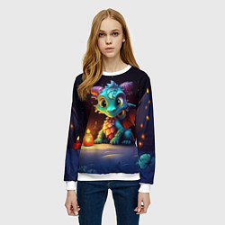 Свитшот женский Новогодний волшебный дракон, цвет: 3D-белый — фото 2