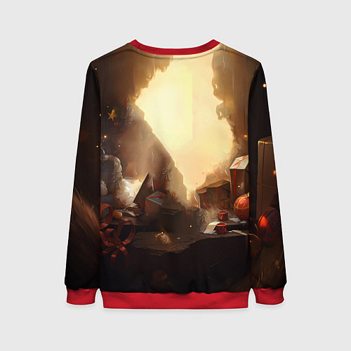 Женский свитшот Дракоша в огоньках 2024 / 3D-Красный – фото 2