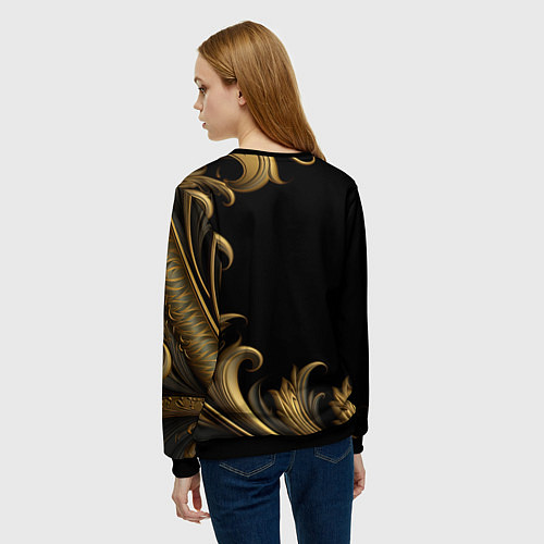 Женский свитшот Герб России и золотистый узор / 3D-Черный – фото 4
