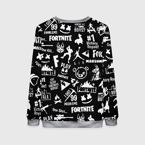 Женский свитшот Fortnite alllogo black / 3D-Меланж – фото 2