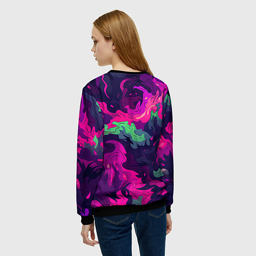 Женский свитшот Неопределенный яркий камуфляж / 3D-Черный – фото 4