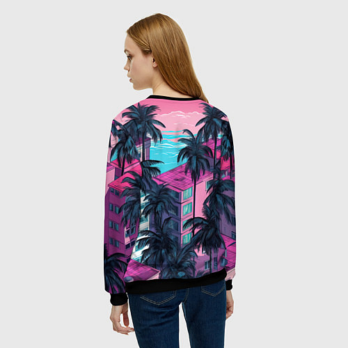 Женский свитшот GTA 6 Vice logo / 3D-Черный – фото 4