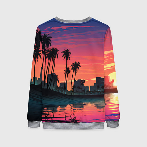 Женский свитшот GTA 6 лого на фоне заката / 3D-Меланж – фото 2