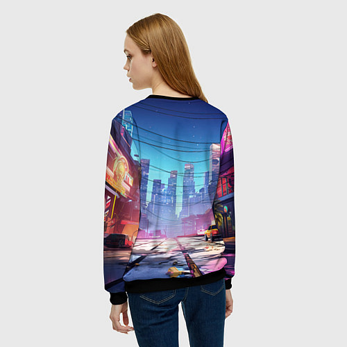 Женский свитшот GTA 6 неоновый город / 3D-Черный – фото 4