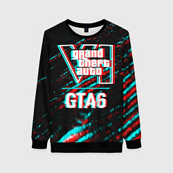 Свитшот женский GTA6 в стиле glitch и баги графики на темном фоне, цвет: 3D-черный