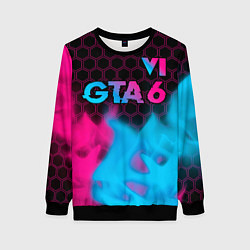 Женский свитшот GTA 6 - neon gradient посередине