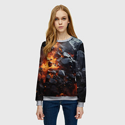 Свитшот женский Взрыв камней и плит, цвет: 3D-меланж — фото 2