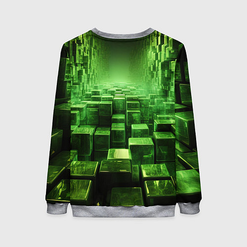 Женский свитшот Зеленые квадраты в лабиринте / 3D-Меланж – фото 2