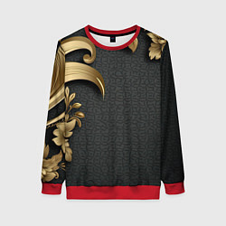 Женский свитшот Золотые объемные листья на сером фоне