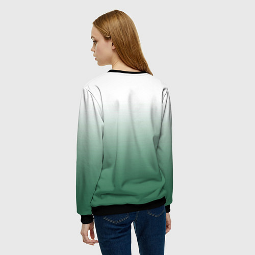 Женский свитшот Туманный градиент бело-зелёный / 3D-Черный – фото 4