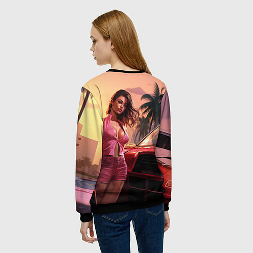 Женский свитшот GTA 6 girl vice city / 3D-Черный – фото 4