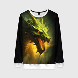 Свитшот женский Злой зеленый дракон 2024, цвет: 3D-белый