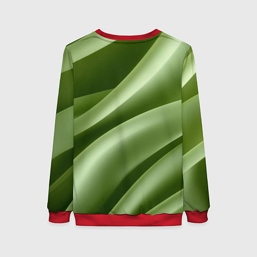 Женский свитшот Зеленая волна / 3D-Красный – фото 2