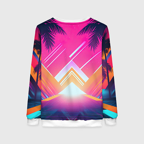 Женский свитшот GTA6 hot summer Vaporwave / 3D-Белый – фото 2