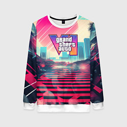 Свитшот женский GTA 6 retro abstract, цвет: 3D-белый