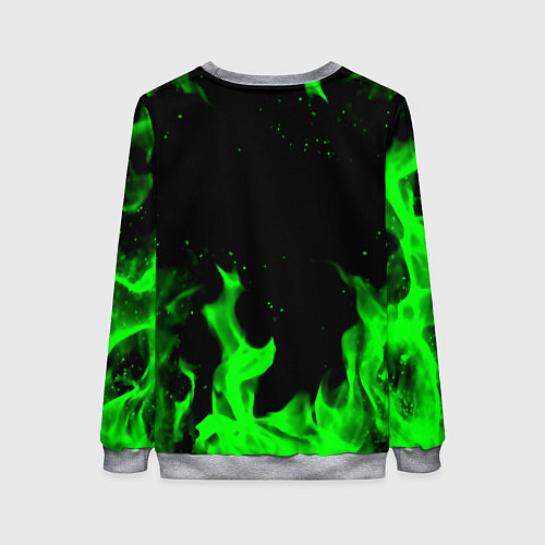 Женский свитшот Samurai green fire toxic / 3D-Меланж – фото 2