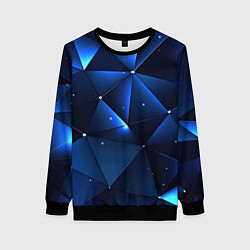 Свитшот женский Синяя геометрическая абстракция, цвет: 3D-черный
