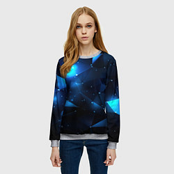 Свитшот женский Синяя геометрическая абстракция, цвет: 3D-меланж — фото 2