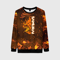 Свитшот женский Samurai огненное лого, цвет: 3D-черный