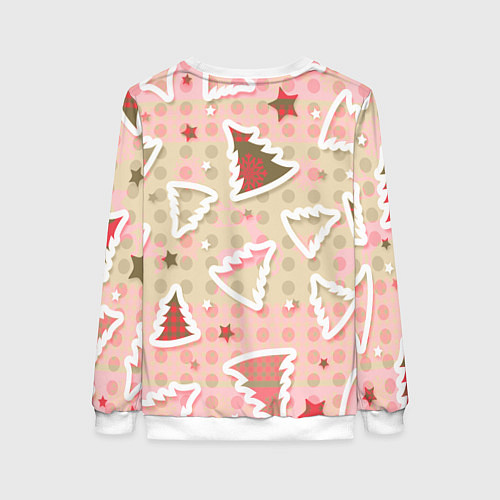 Женский свитшот Розовые узоры ёлки / 3D-Белый – фото 2