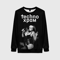 Женский свитшот Techno храм монашка с бутылкой