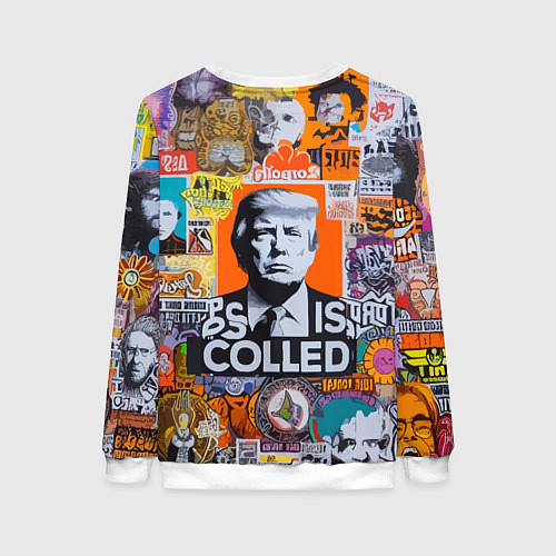 Женский свитшот Donald Trump - american сollage / 3D-Белый – фото 2