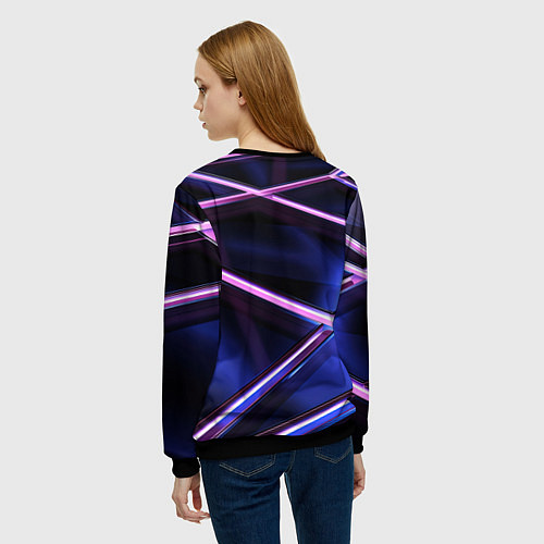 Женский свитшот Фиолетовая геометрическая абстракция / 3D-Черный – фото 4