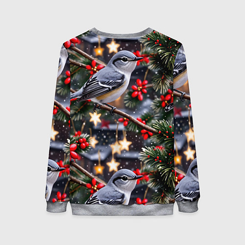 Женский свитшот Рождественская птица пересмешник / 3D-Меланж – фото 2