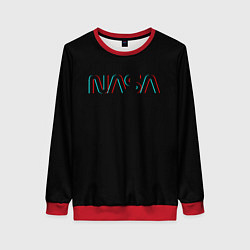 Свитшот женский NASA glitch color usa, цвет: 3D-красный