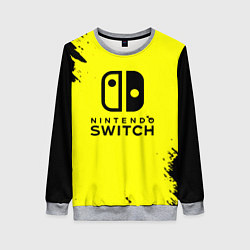 Свитшот женский Nintendo switch краски на жёлтом, цвет: 3D-меланж