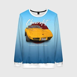 Свитшот женский Американский маслкар Chevrolet Corvette, цвет: 3D-белый