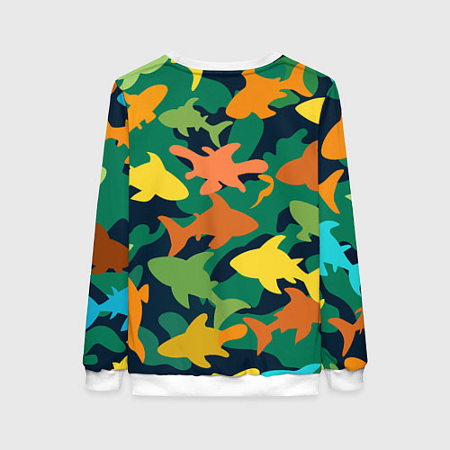 Женский свитшот Камуфляж силуэты рыбок / 3D-Белый – фото 2