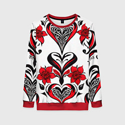 Женский свитшот Красный узор сердце