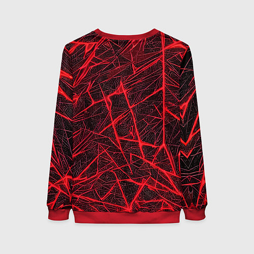 Женский свитшот Красная паутина на чёрном фоне / 3D-Красный – фото 2