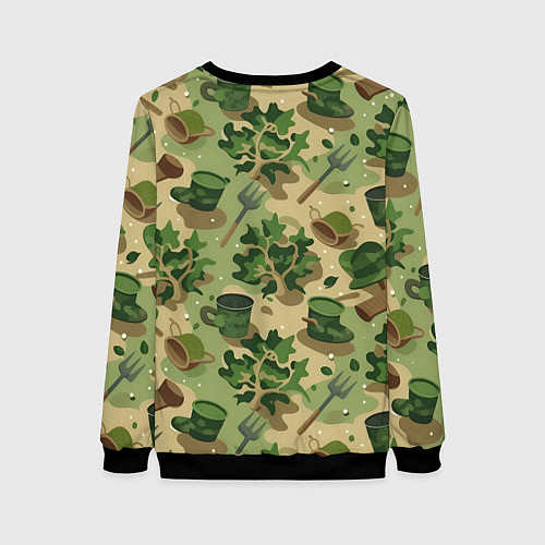 Женский свитшот Садовый камуфляж - дачные войска / 3D-Черный – фото 2