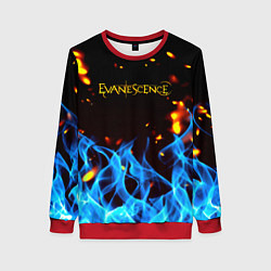 Свитшот женский Evanescence огонь рок группа, цвет: 3D-красный