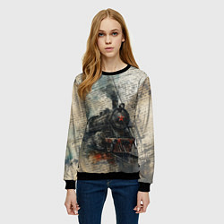 Свитшот женский Паровоз с красной звездой, цвет: 3D-черный — фото 2