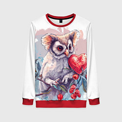 Свитшот женский Сова с сердечком, цвет: 3D-красный
