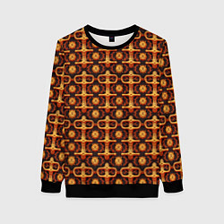 Свитшот женский Оранжевый деревянный абстрактный паттерн, цвет: 3D-черный