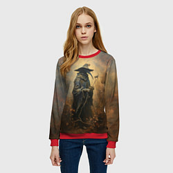 Свитшот женский Чумной доктор в балахоне, цвет: 3D-красный — фото 2