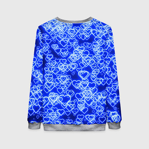 Женский свитшот Неоновые сердечки синие / 3D-Меланж – фото 2