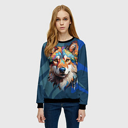 Свитшот женский Очень красивый волк, цвет: 3D-черный — фото 2