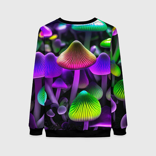 Женский свитшот Люминесцентные грибы / 3D-Черный – фото 2