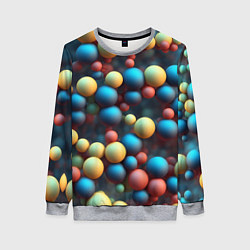 Свитшот женский Разноцветные шарики молекул, цвет: 3D-меланж
