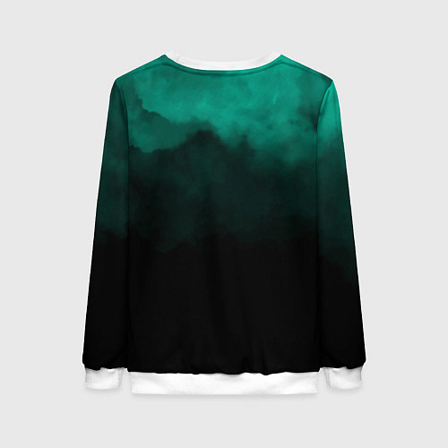 Женский свитшот Зелёный туман на чёрном / 3D-Белый – фото 2