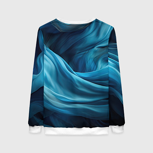 Женский свитшот Синяя абстрактная волнистая ткань / 3D-Белый – фото 2